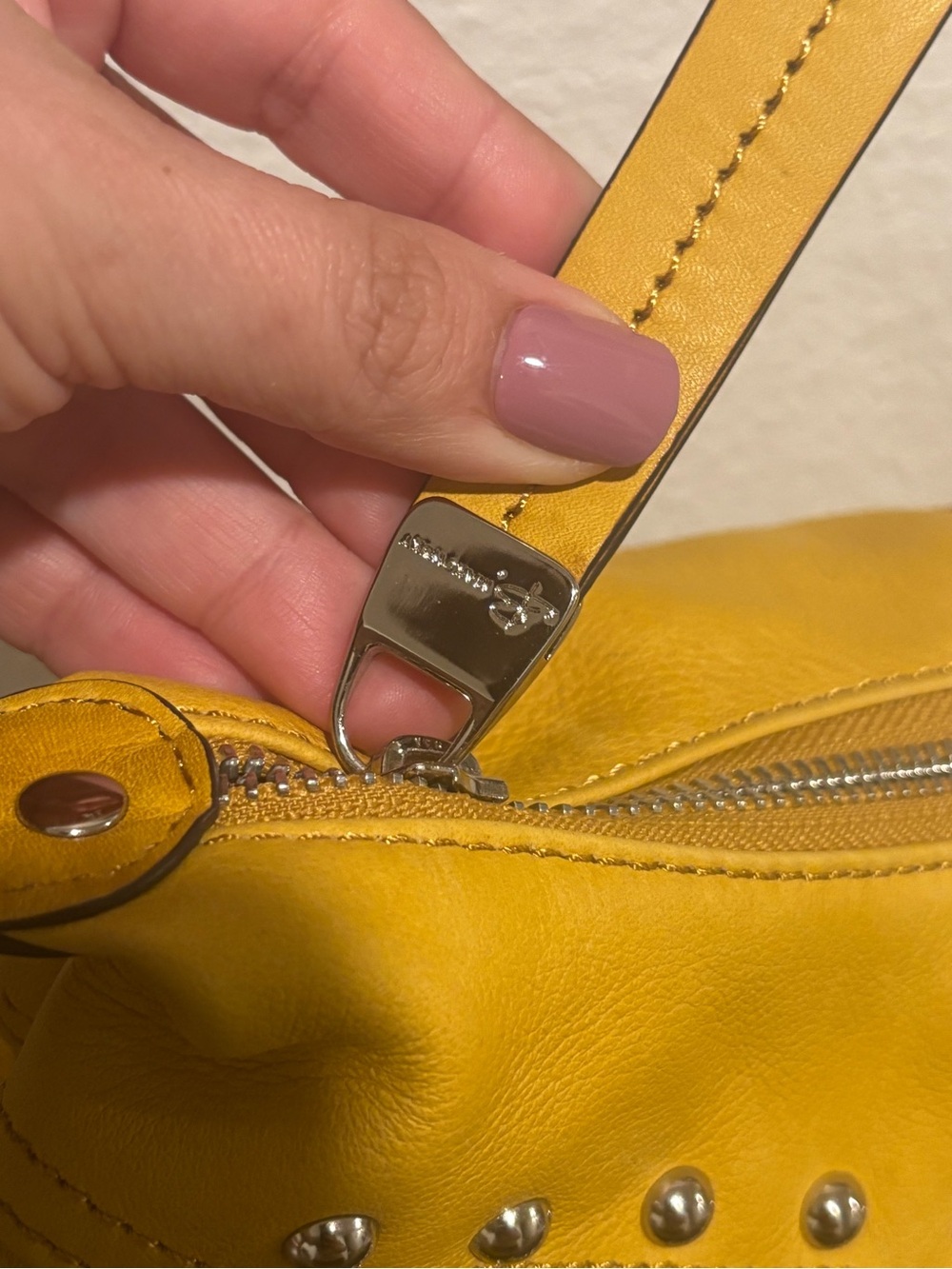 b. makowsky Yellow Leather Studded Fringe Crossbody Bag - Picture 4 of 10